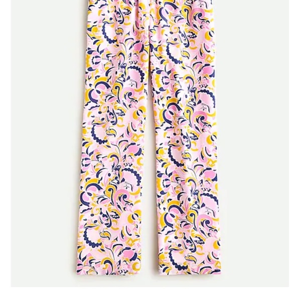 J Crew NEW silk lounge pink paisley swirl pull-on pants 8 NWOT - Picture 2 of 9